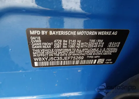 2018 BMW X2 xDrive28I из США, поврежденный, VIN WBXYJ5C35JEF75269